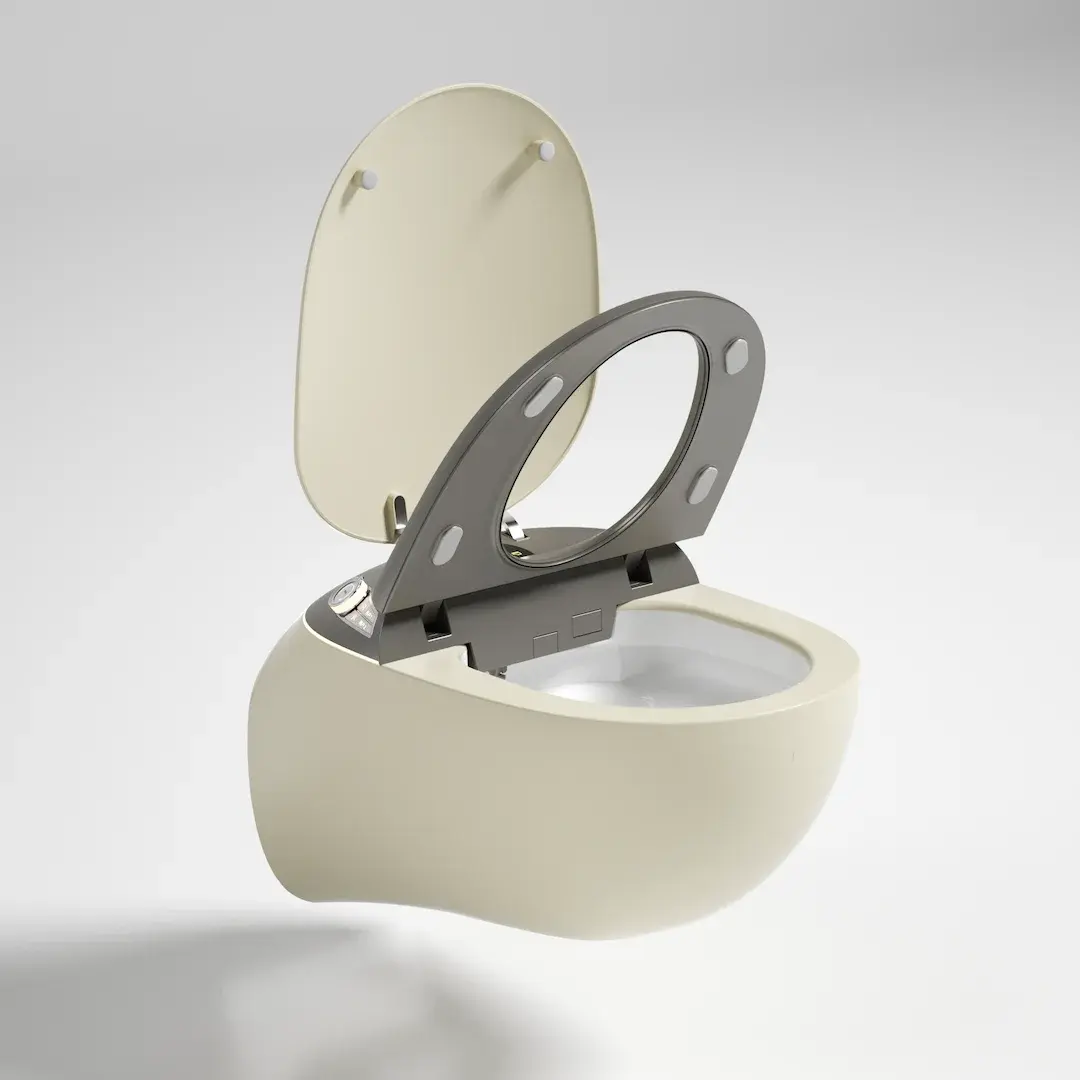 WC suspendu japonais noir mat, avec bâti support, Safari