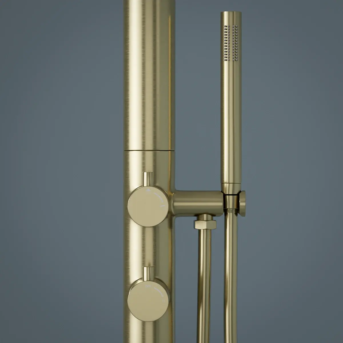 Colonne de douche au sol Intérieur / Extérieur Doré Brossé 316S, Châtelet 