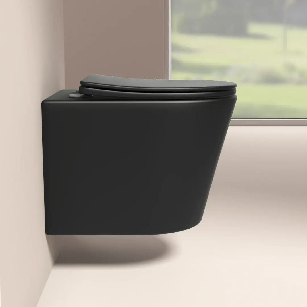 WC Suspendu compact, 49x36,5 cm, Noir mat, Flavia