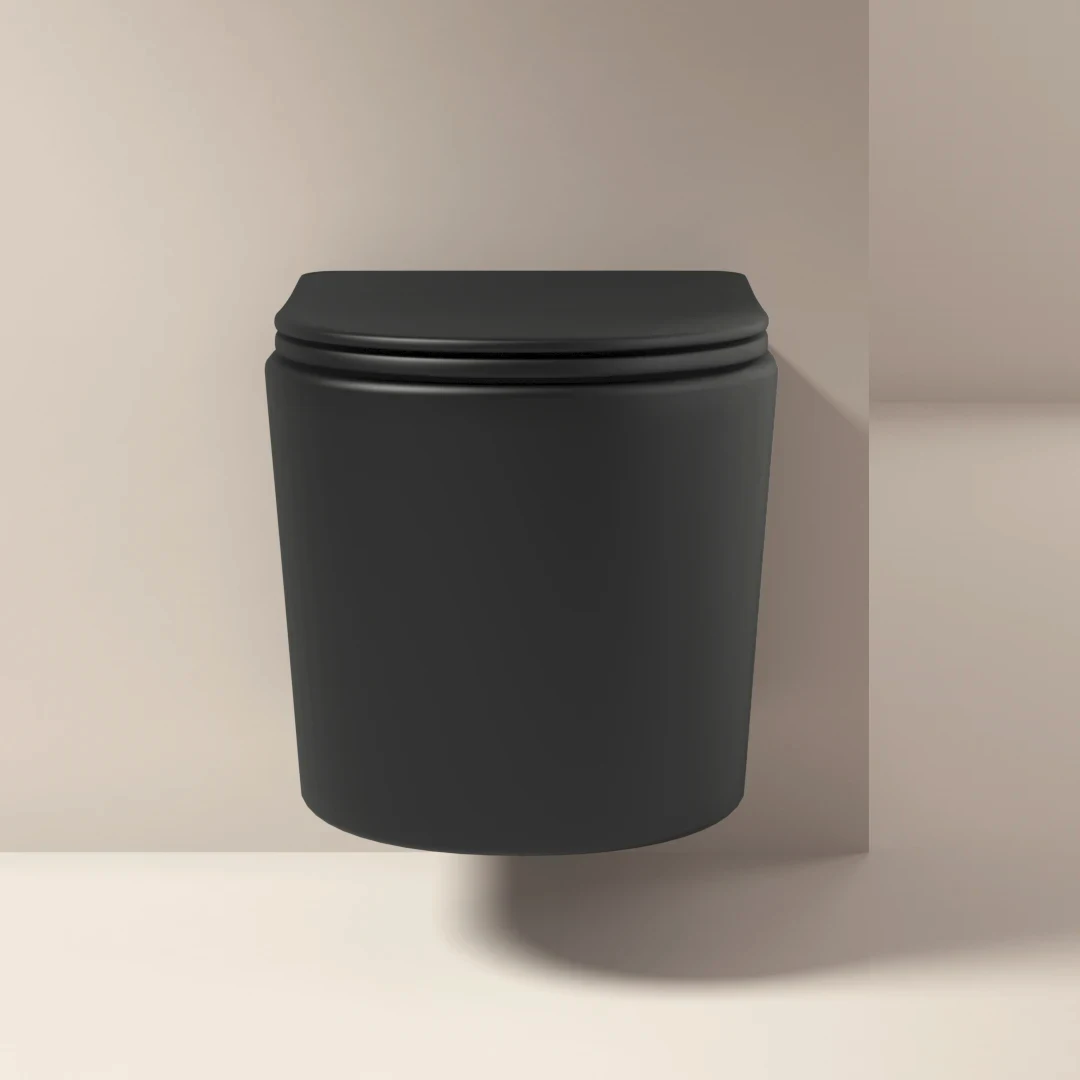 WC Suspendu compact, 49x36,5 cm, Noir mat, Flavia