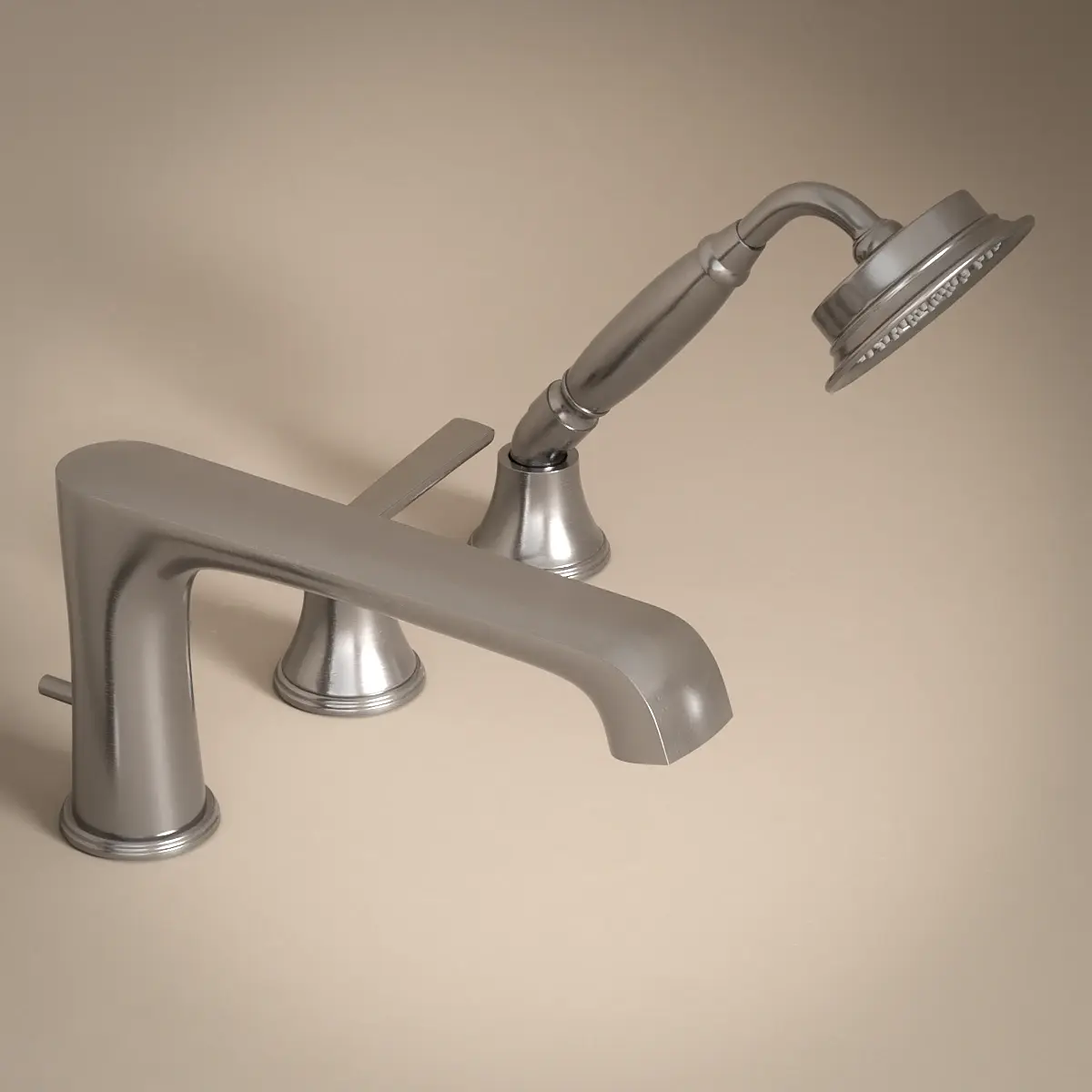 Robinet mélangeur bain douche sur plage, Inox Brossé, Art Déco