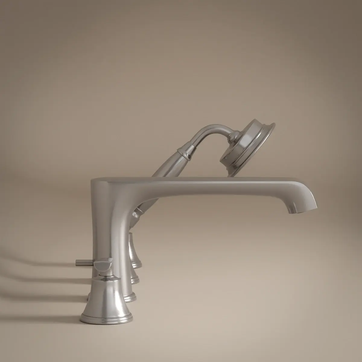 Robinet mélangeur bain douche sur plage, Inox Brossé, Art Déco
