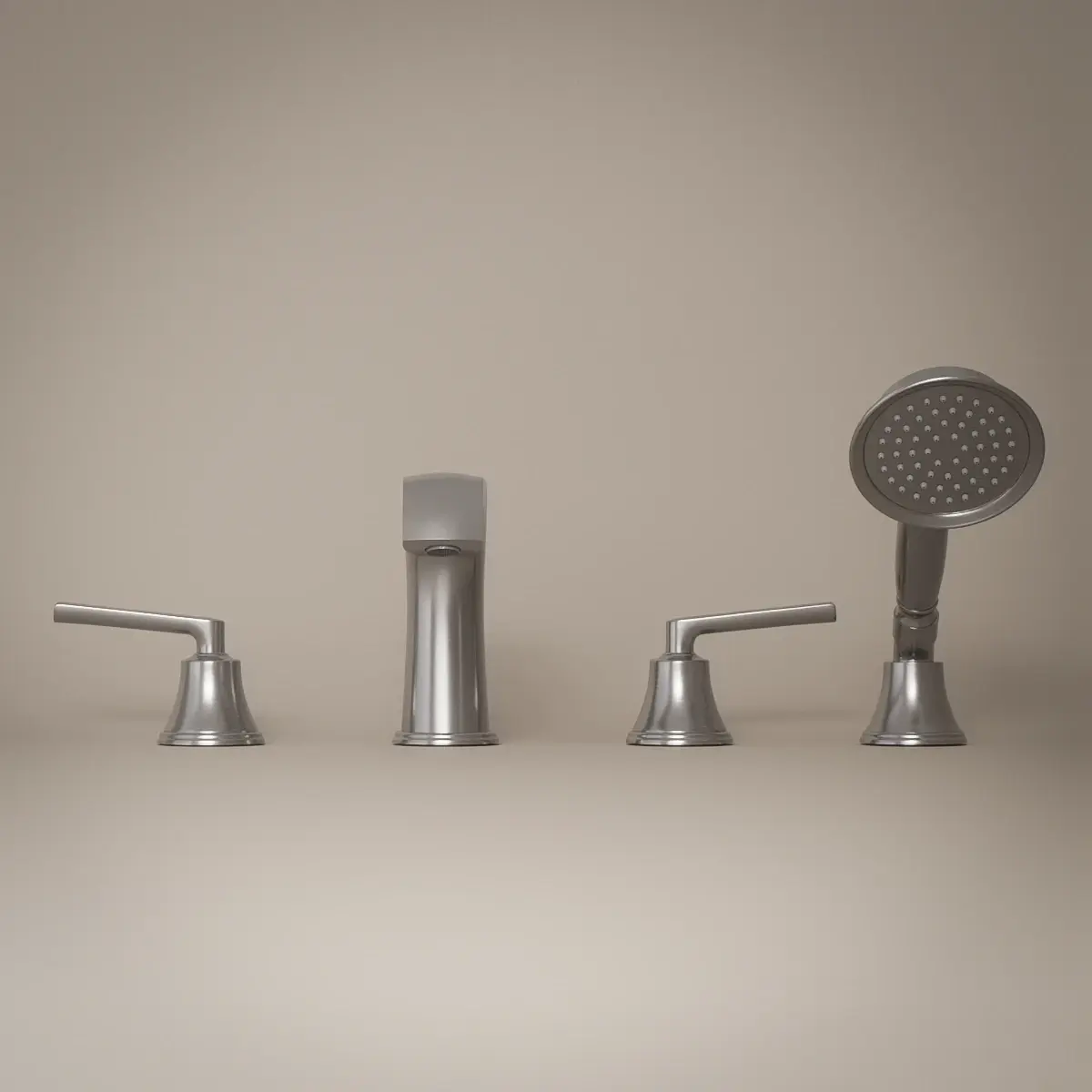 Robinet mélangeur bain douche sur plage, Inox Brossé, Art Déco