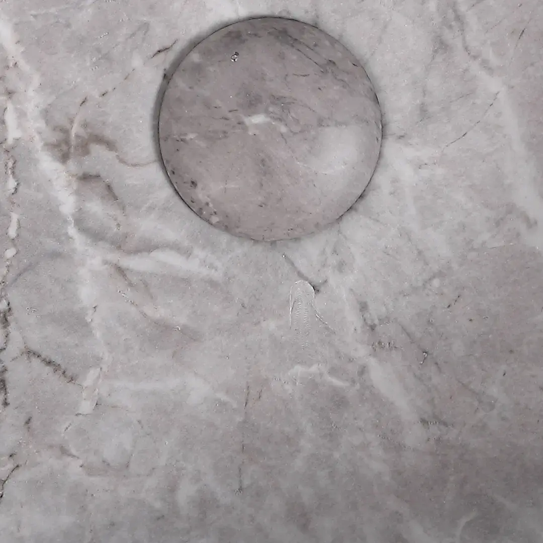 Vasque à poser effet marbre gris ronde, 37.5x13.5, Clea   
