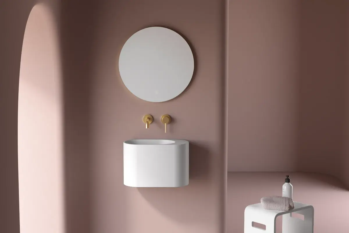Lave-mains 43 x 22 cm, sans trou de robinet, blanc mat, Ovalo