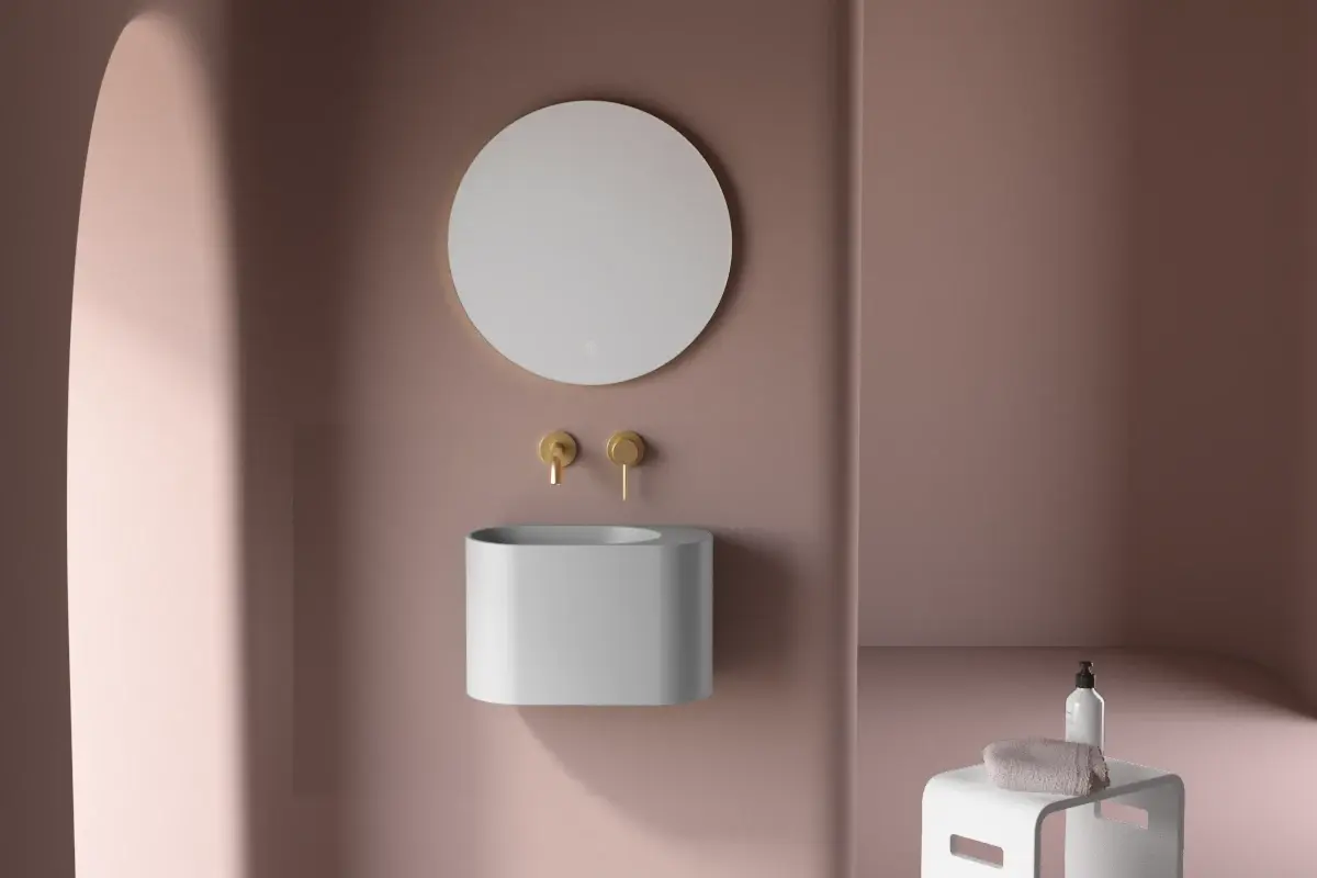 Lave-mains 43 x 22 cm, sans trou de robinet, gris clair mat, Ovalo 