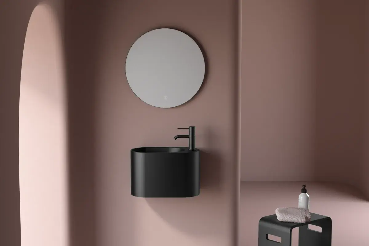Lave-mains 43 x 22 cm, noir mat, Ovalo