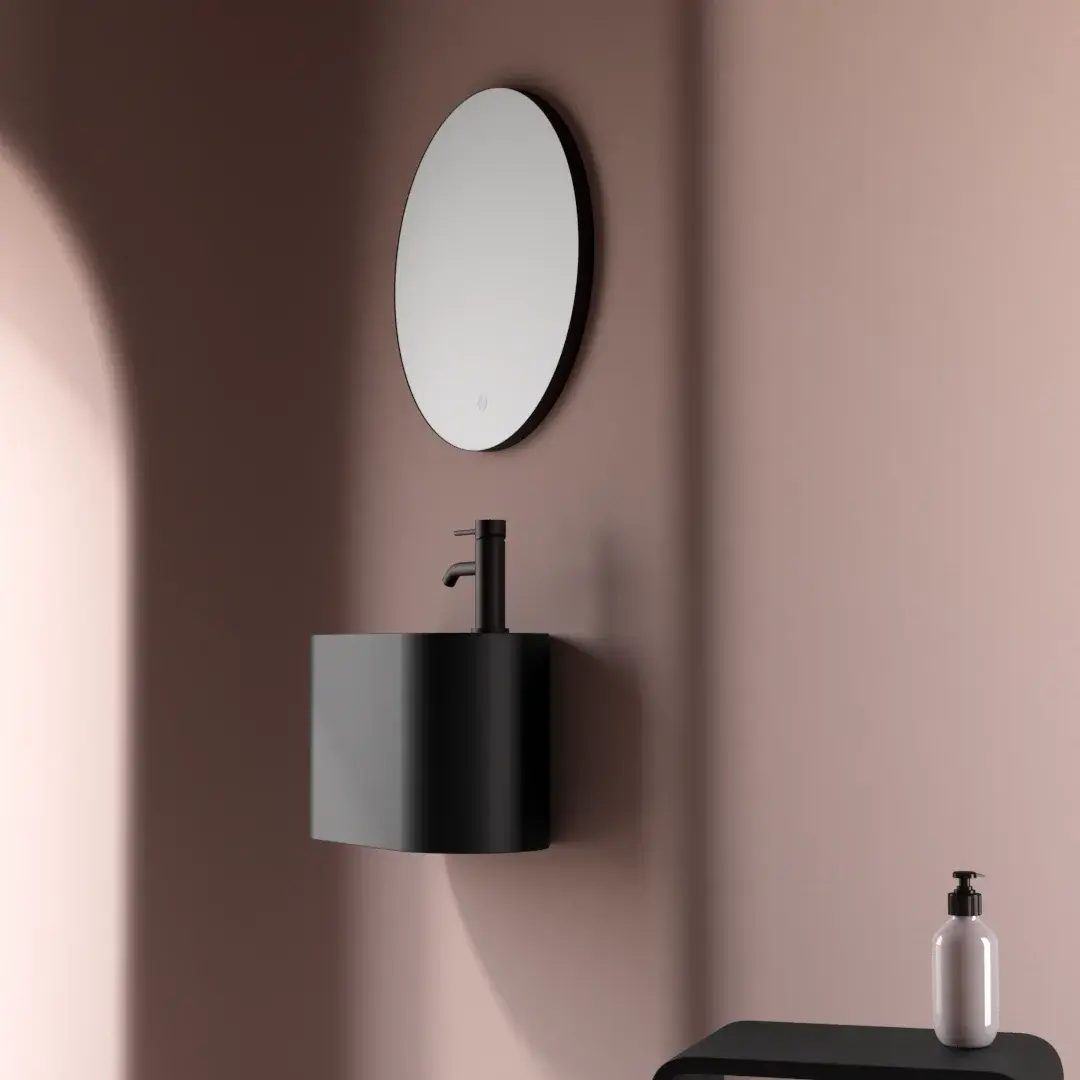 Lave-mains 43 x 22 cm, noir mat, Ovalo