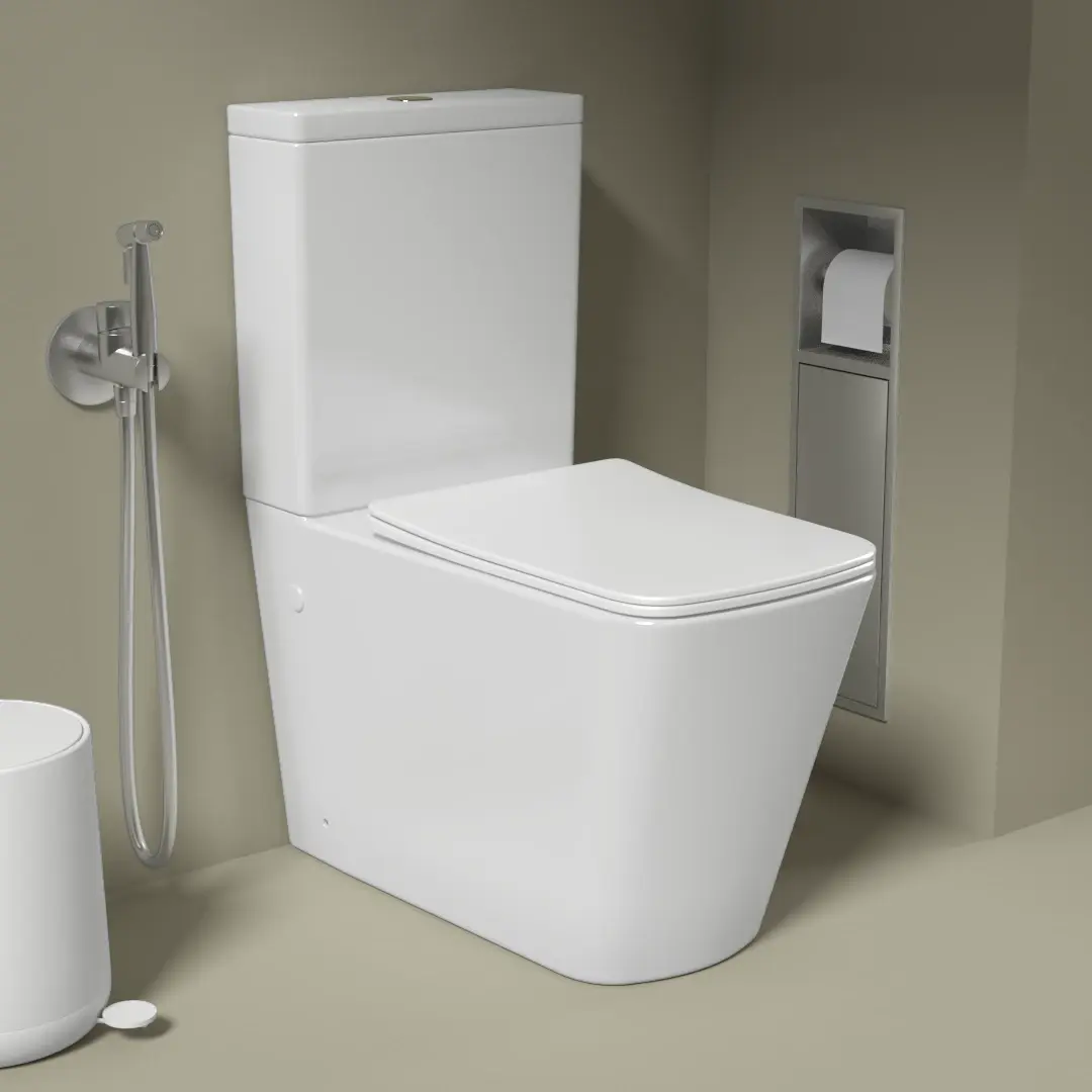 WC à poser, 64x38x83 cm, Blanc brillant, Flavio  