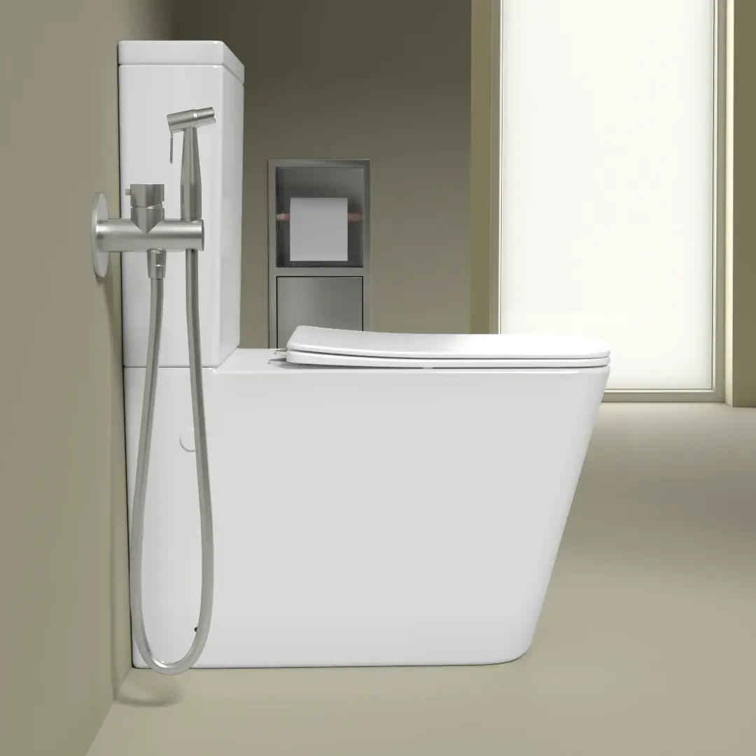 WC à poser, 64x38x83 cm, Blanc brillant, Flavio  