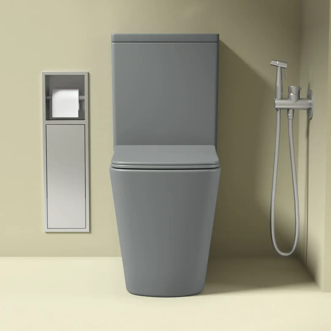 WC à poser, 64x38x83 cm, Gris clair mat, Flavio