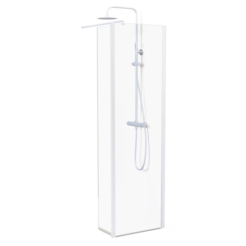 Paroi fixe 60 à 160 cm + volet 30 cm, profilé blanc mat, Altea
