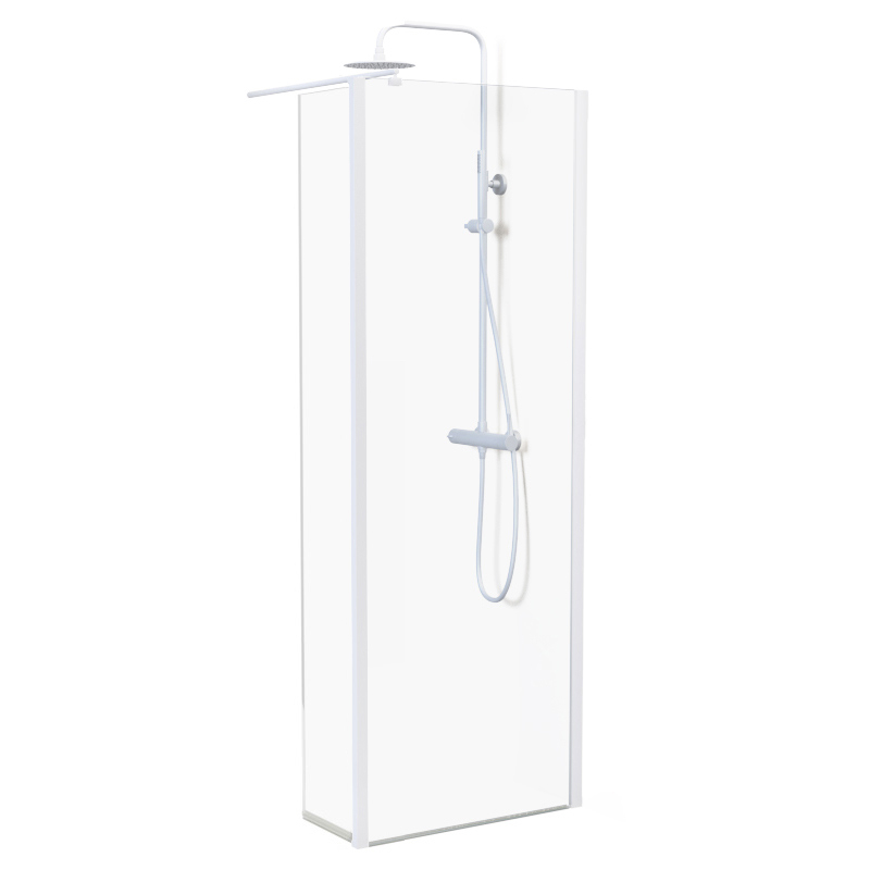 Paroi fixe 60 à 160 cm + volet 30 cm, profilé blanc mat, Altea
