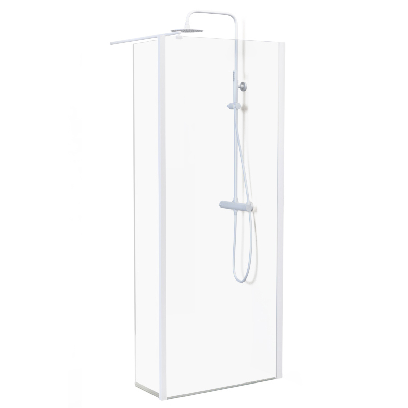 Paroi fixe 60 à 160 cm + volet 30 cm, profilé blanc mat, Altea