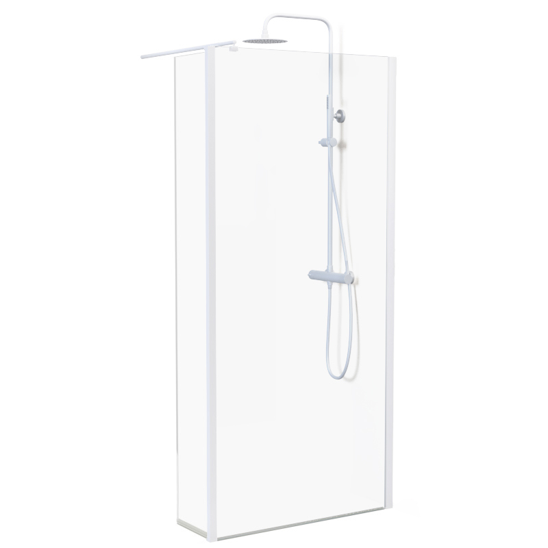 Paroi fixe 60 à 160 cm + volet 30 cm, profilé blanc mat, Altea