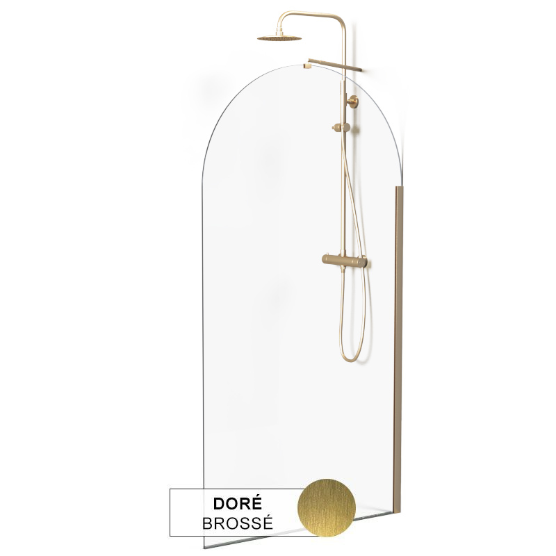Paroi de douche arrondie 80 à 120 cm, fixe, profilé doré brossé, Altea Round