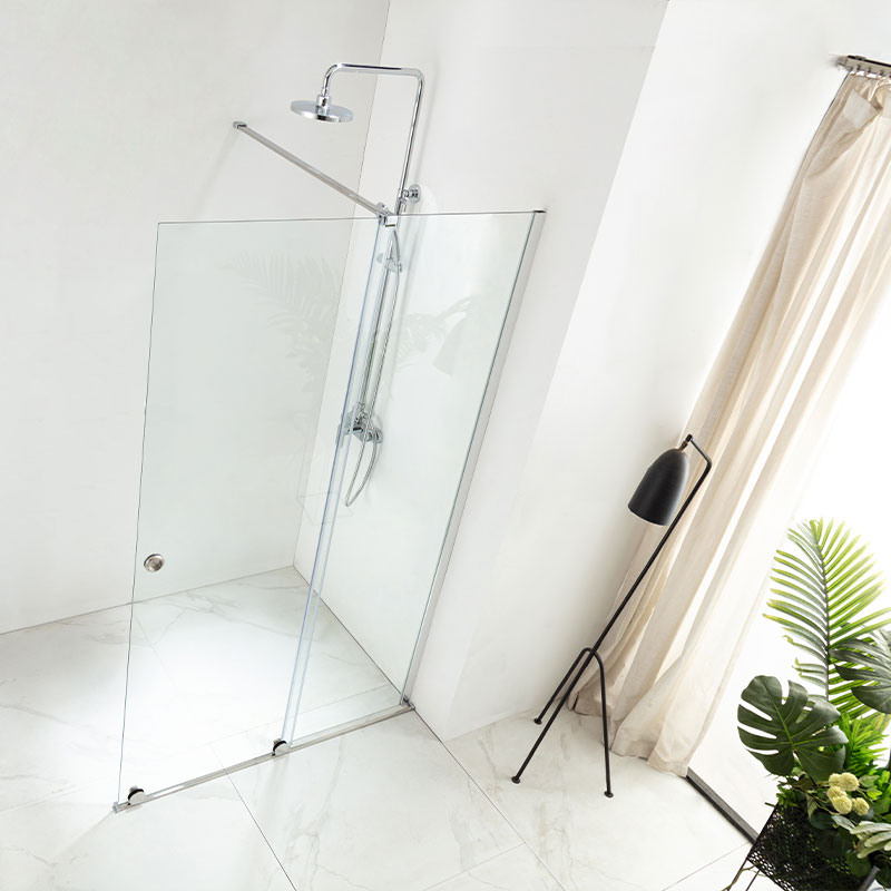 Paroi de douche 120 ou 140 cm, fixe + porte coulissante, profilé chromé, Arca