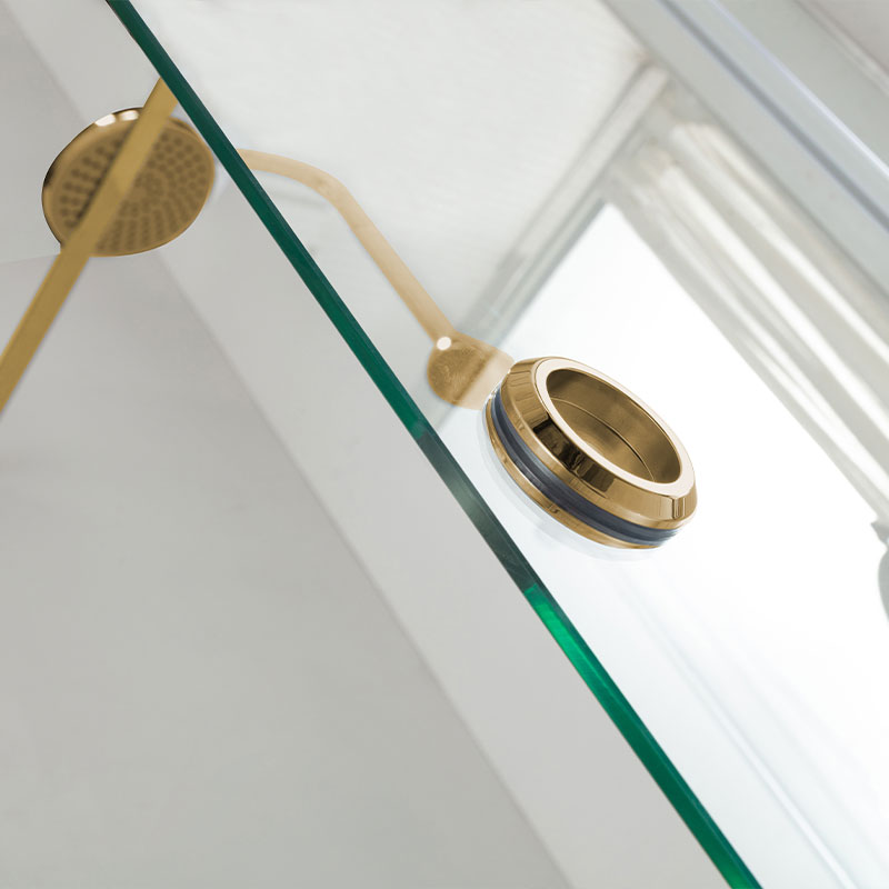 Paroi de douche 120 ou 140 cm, fixe + porte coulissante, profilé doré brossé, Arca