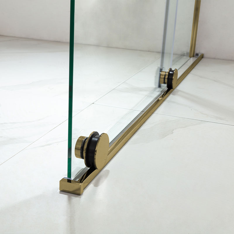 Paroi de douche 120 ou 140 cm, fixe + porte coulissante, profilé doré brossé, Arca