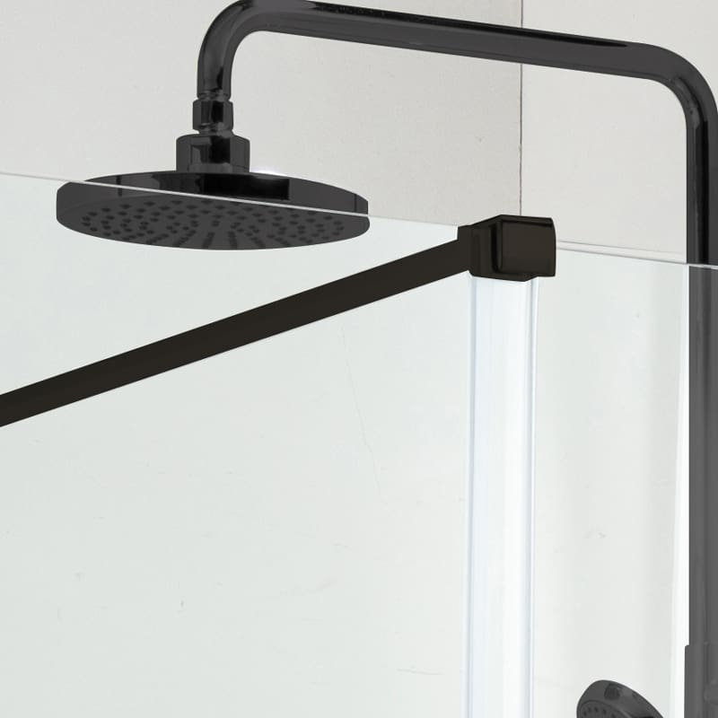 Paroi de douche 120 ou 140 cm, fixe + porte coulissante, profilé noir mat, Arca