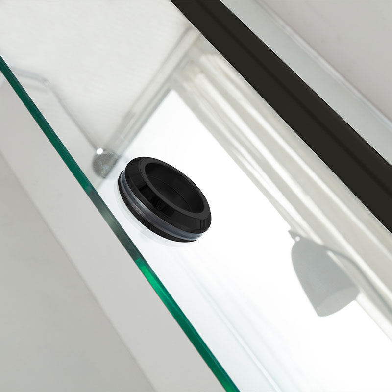 Paroi de douche 120 ou 140 cm, fixe + porte coulissante, profilé noir mat, Arca