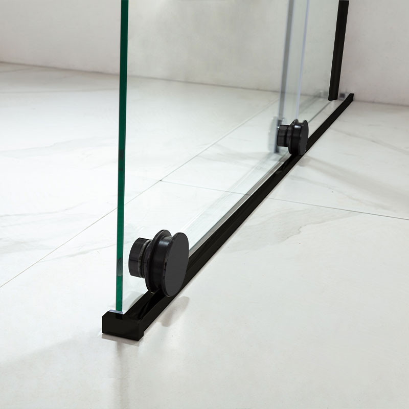 Paroi de douche 120 ou 140 cm, fixe + porte coulissante, profilé noir mat, Arca