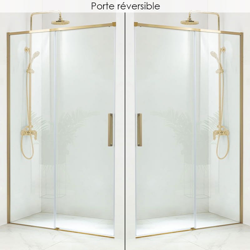 Porte de douche coulissante 100 à 140 cm, doré brossé, Arena 2