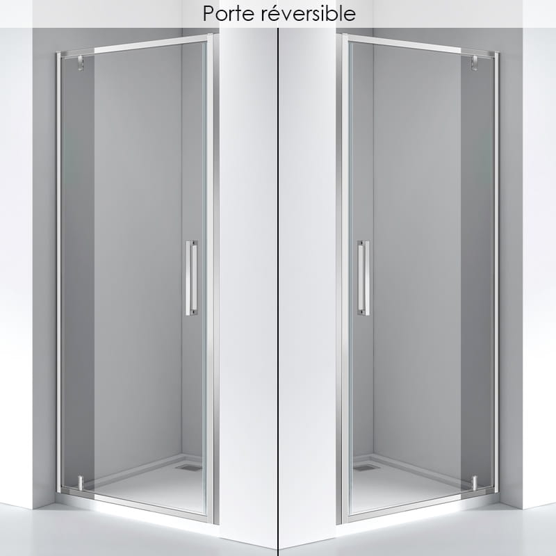 Porte de douche pivotante, Sur-mesure de 58 à 95,4 cm, Chrome, Arena