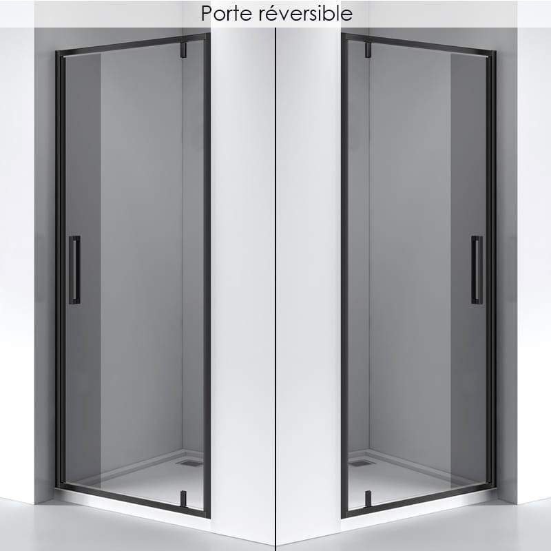Porte de douche pivotante, Sur mesure de 58 à 95,4 cm, Noir brossé, Arena
