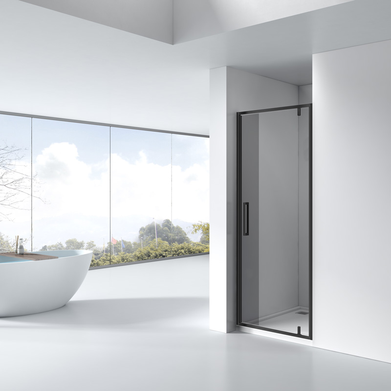 Porte de douche pivotante, Sur mesure de 58 à 95,4 cm, Noir brossé, Arena