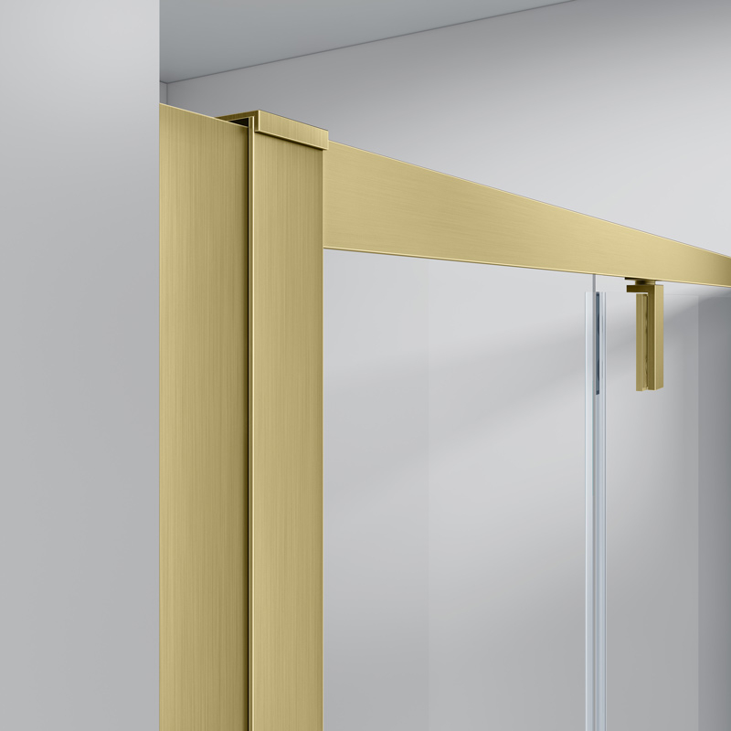 Porte de douche pivotante + fixe, Sur mesure de 93 à 165,4 cm, Doré Brossé, Arena