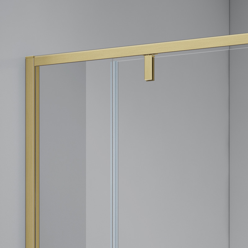 Porte de douche pivotante + fixe, Sur mesure de 93 à 165,4 cm, Doré Brossé, Arena