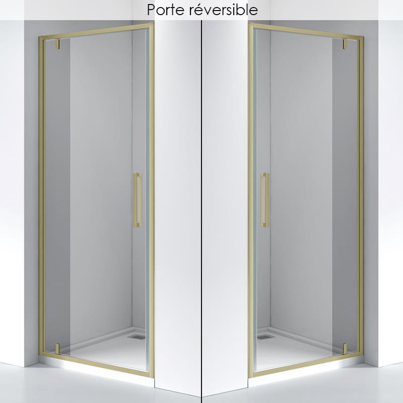 Porte de douche pivotante, Sur mesure de 58 à 95,4 cm, Doré brossé, Arena