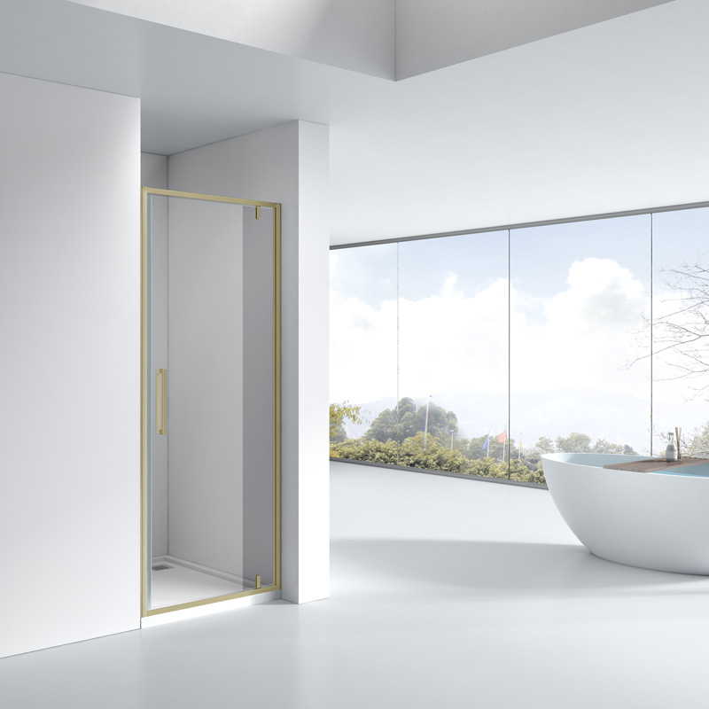 Porte de douche pivotante, Sur mesure de 58 à 95,4 cm, Doré brossé, Arena