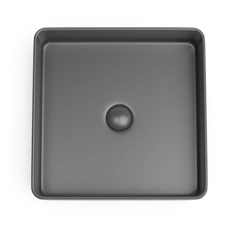 Vasque à poser, 41,5x41,5 cm, Gris foncé mat, Art