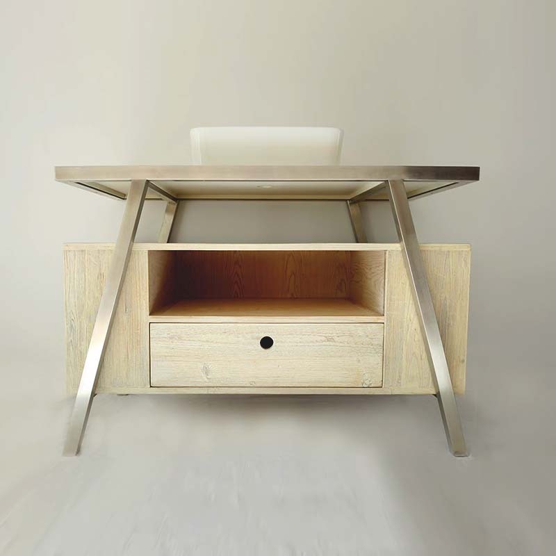 Meuble salle de bains en bois massif 120 cm, avec vasque, Atelier