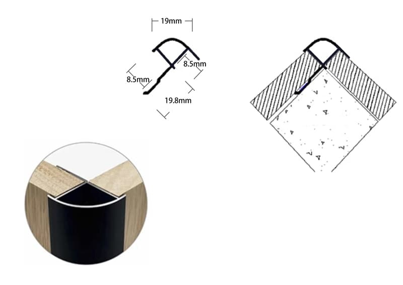 Profilé angle sortant Aluminium gris, B-Organic