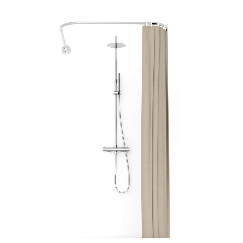 Barre extensible, 80 à 100x90 cm, en angle U, pour rideau de douche, chrome