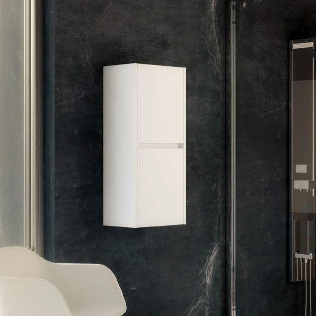 Demi-colonne de rangement suspendue 2 portes, Blanc Brillant, Caruso