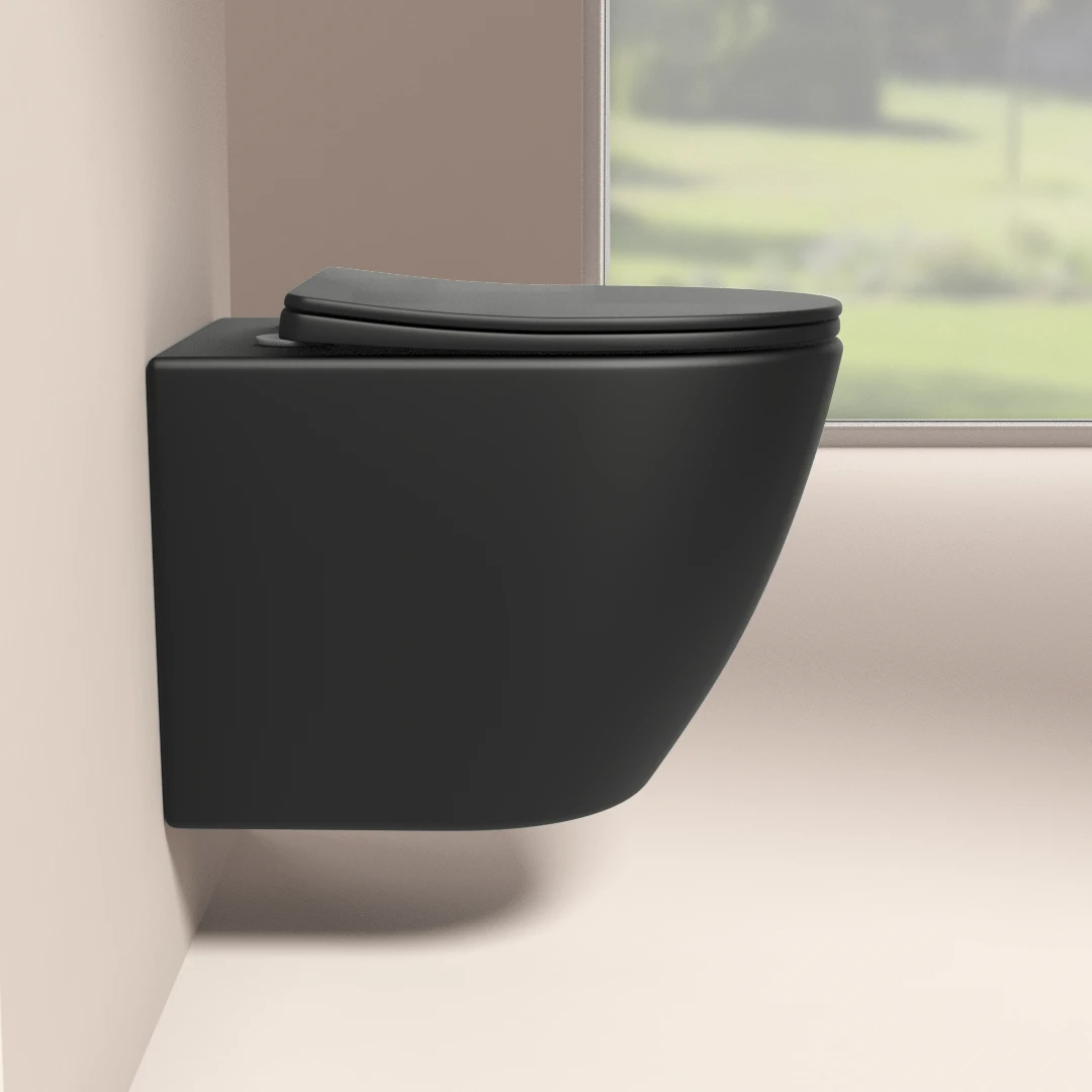 WC Suspendu compact, 49x37 cm, Celia, Noir mat