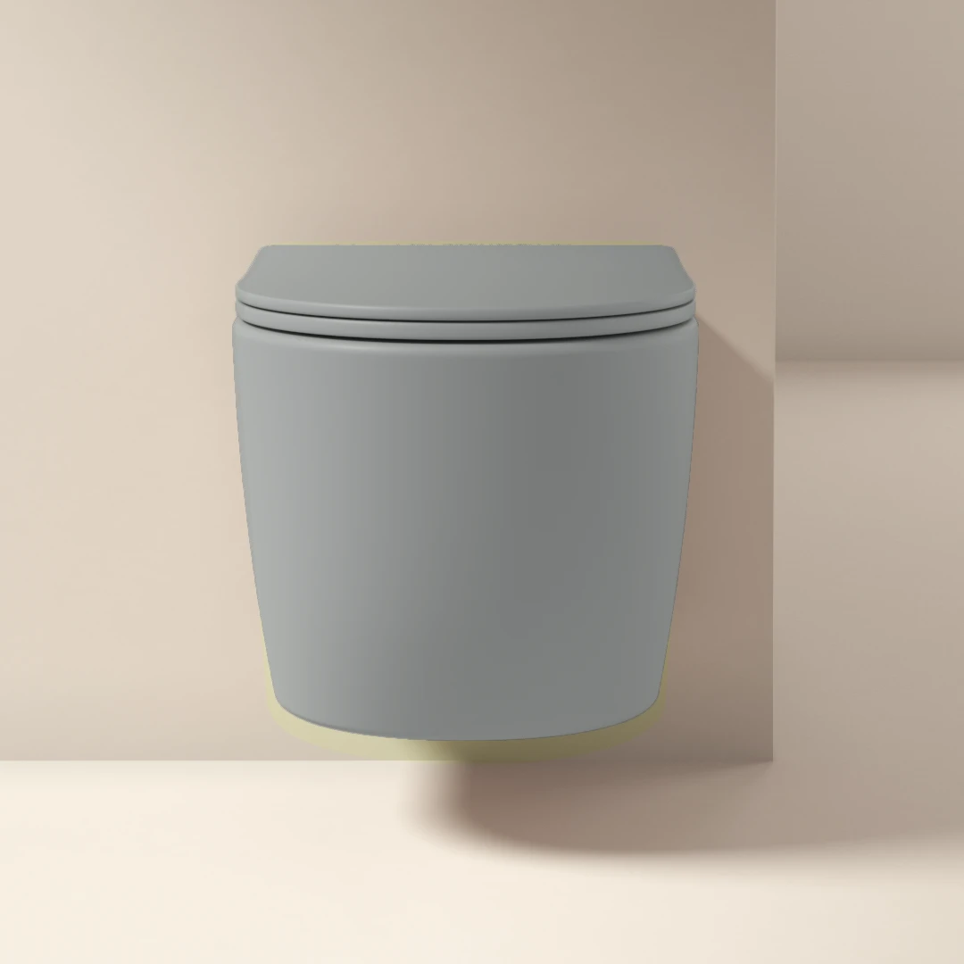 WC Suspendu compact, 49x37 cm, Gris ciment mat, Celia
