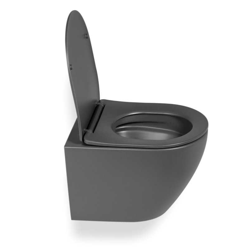 WC Suspendu compact, 49x37 cm, Gris foncé mat, Celia