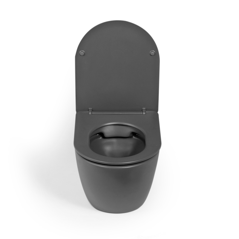 WC Suspendu compact, 49x37 cm, Gris foncé mat, Celia