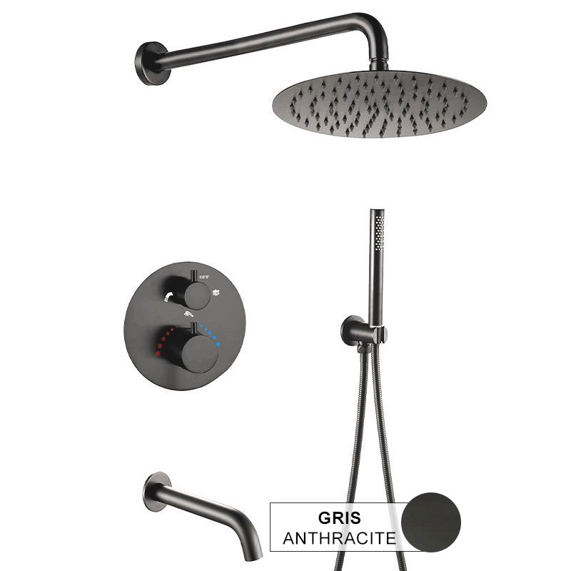 Composition bain douche thermostatique encastrée gris anthracite, Châtelet