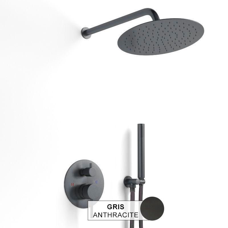 Composition mitigeur de douche encastrée gris anthracite, Châtelet