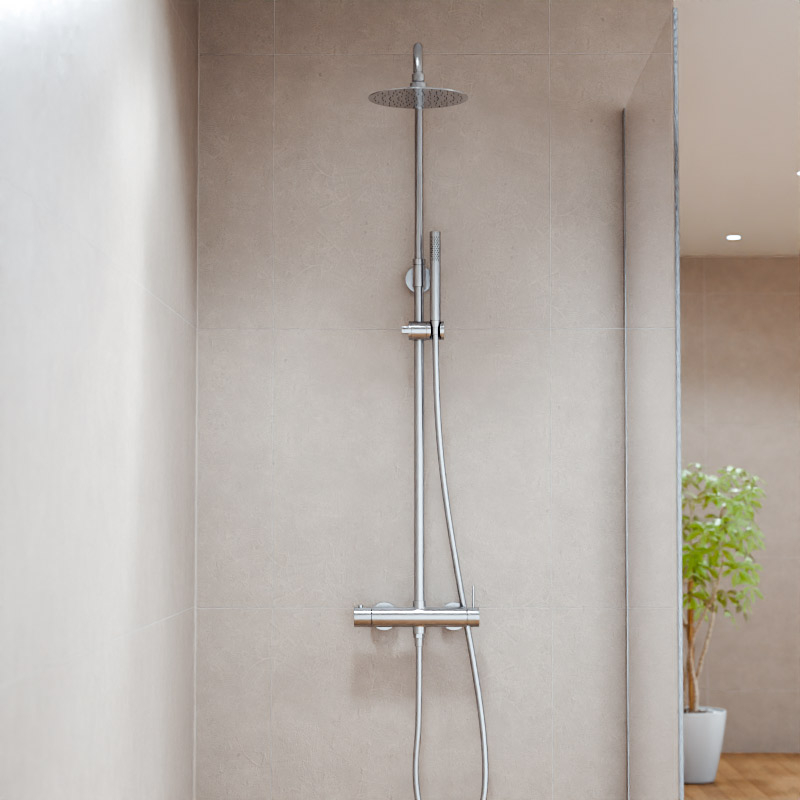 Colonne de douche avec mitigeur mécanique, Ø25cm, inox brossé, Châtelet III