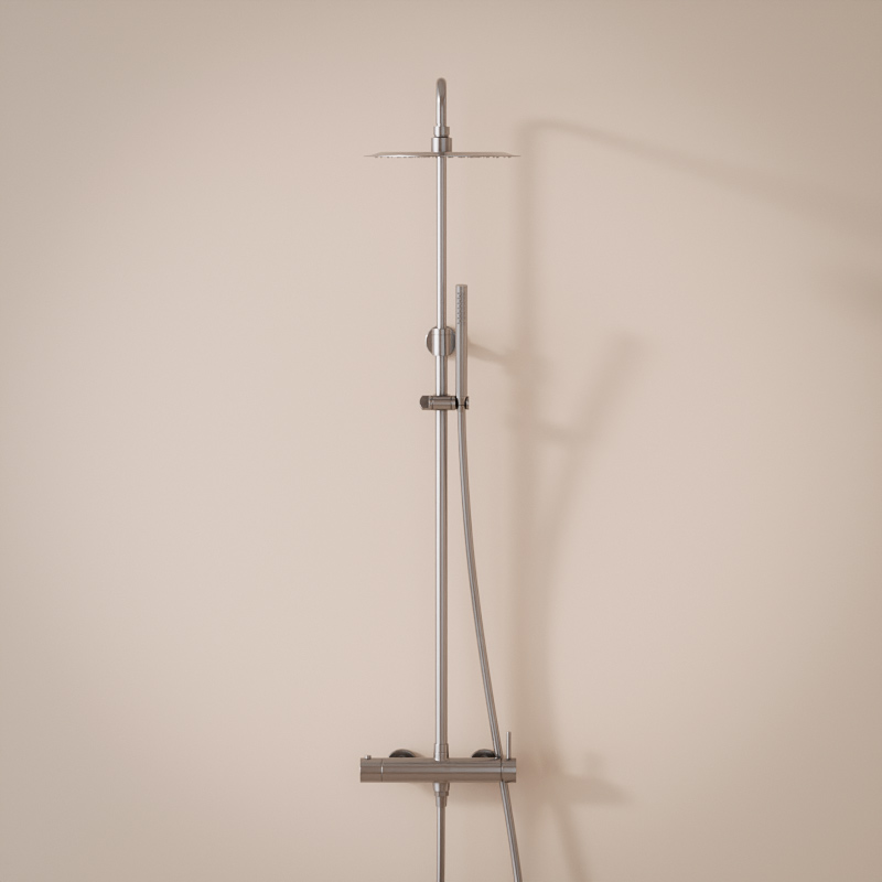 Colonne de douche avec mitigeur mécanique, Ø25cm, inox brossé, Châtelet III