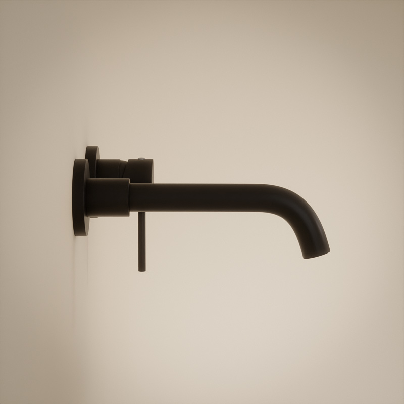 Robinet mitigeur lavabo mural encastré noir brossé, Châtelet