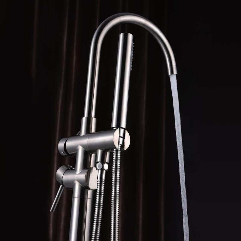 Robinet mitigeur de baignoire sur pied, inox brossé, Châtelet