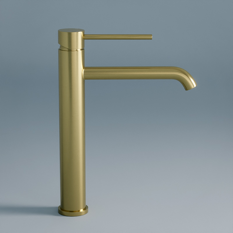 Robinet mitigeur lavabo haut, Châtelet, Doré brossé